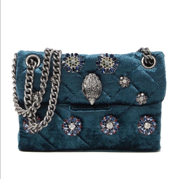 Kurt Geiger London Mini Kensington Embellished Velvet Crossbody Bag - Picture 3 of 8